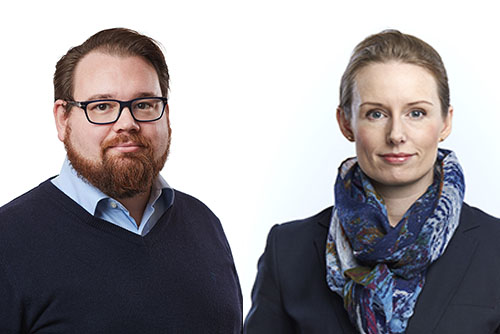 Head and shoulders portrait shot of Massimo Baú on the left and Kajsa Haag on the left. 