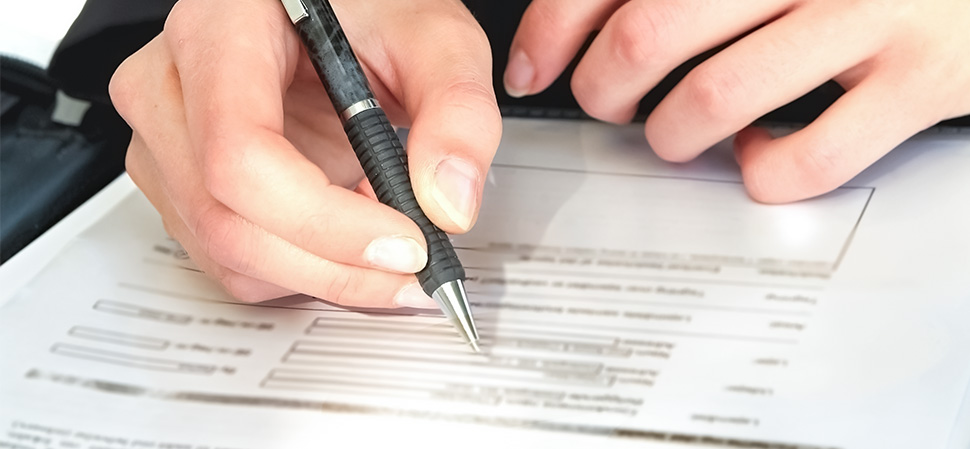 Application being filled out